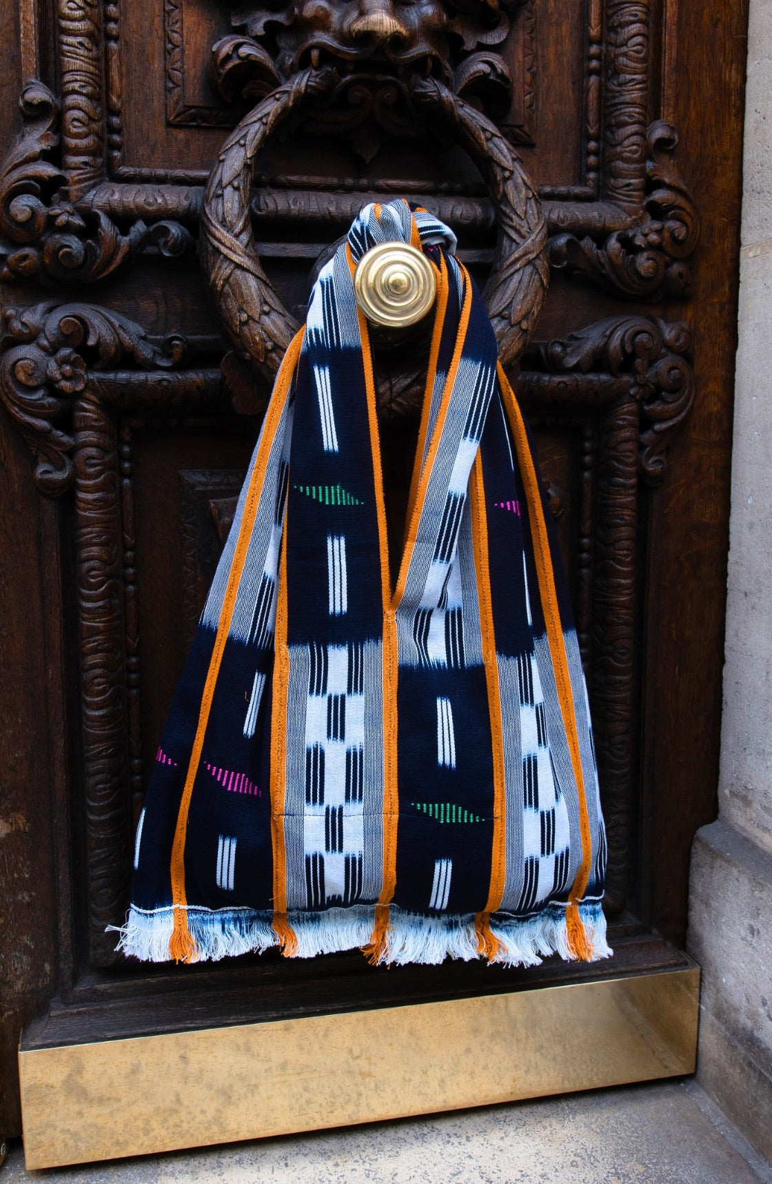 Cabas Kôkô — Tissu Baoulé tissé à la main Bleu