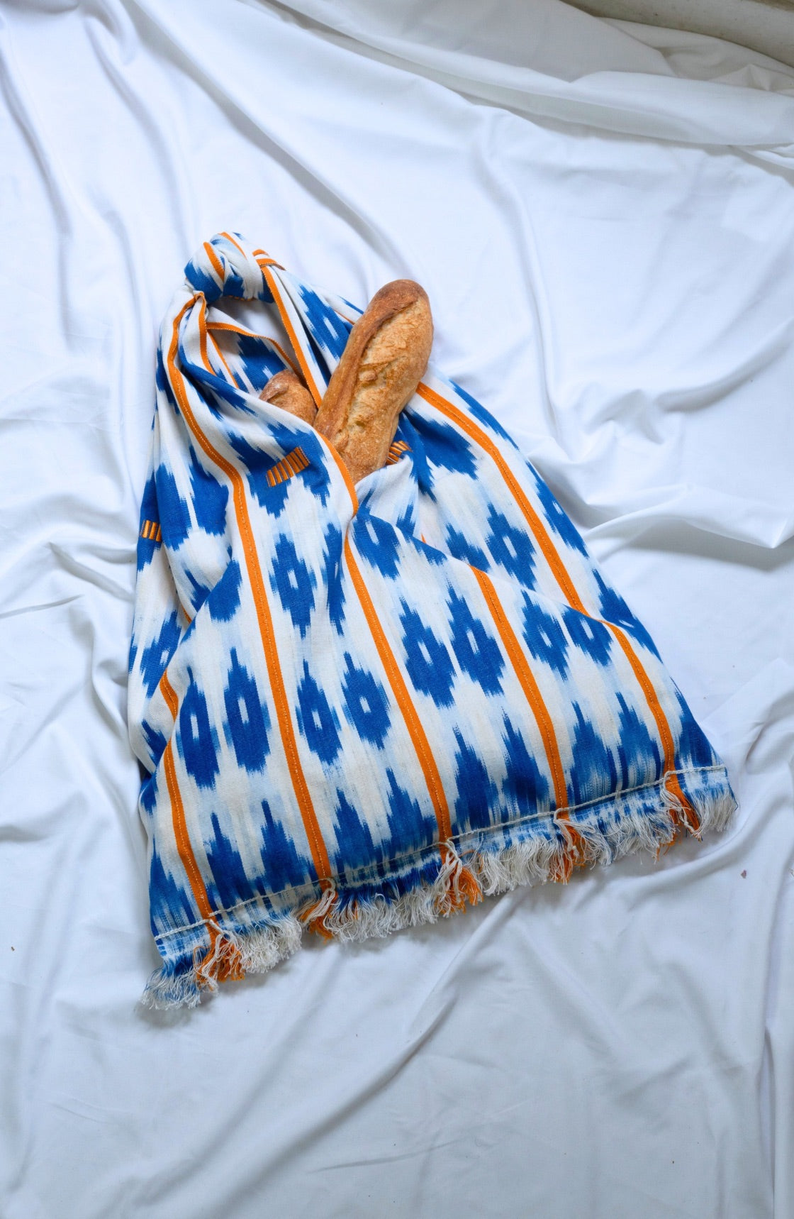 Cabas Kôkô — Tissu Baoulé tissé à la main Blanc