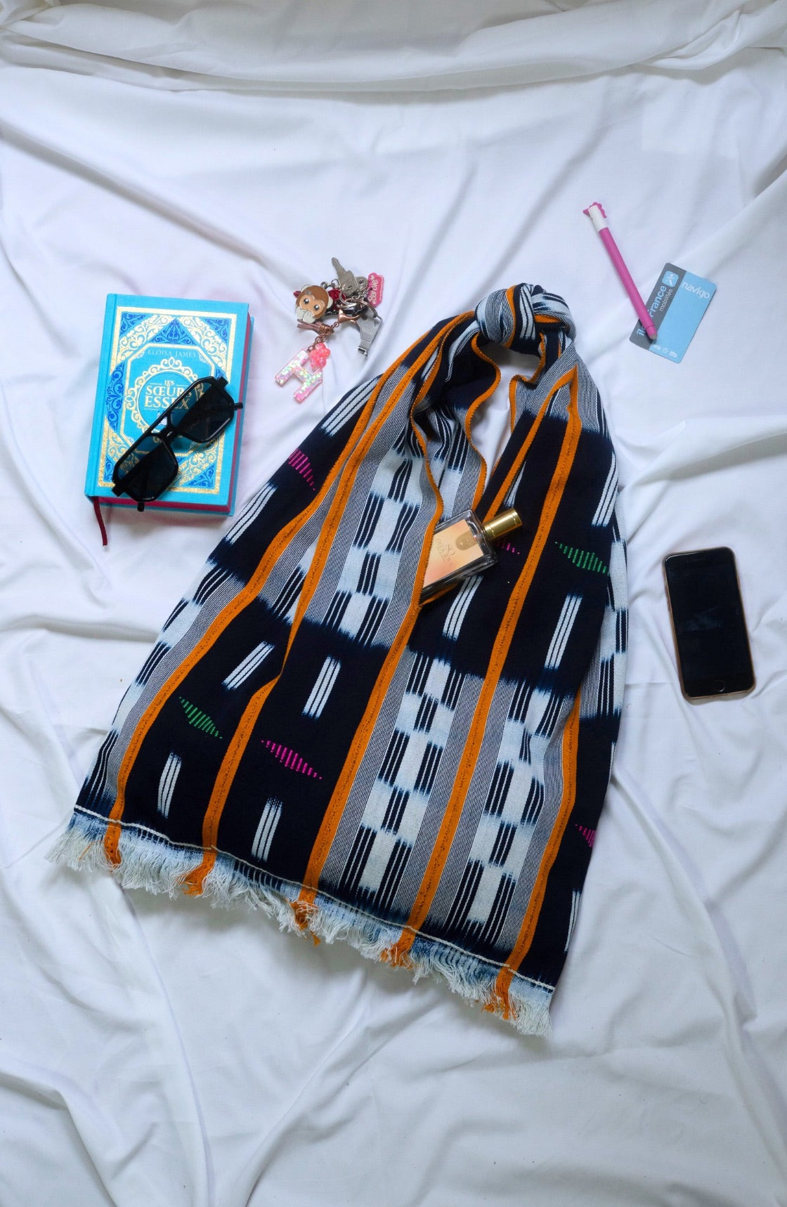 Cabas Kôkô — Tissu Baoulé tissé à la main Bleu