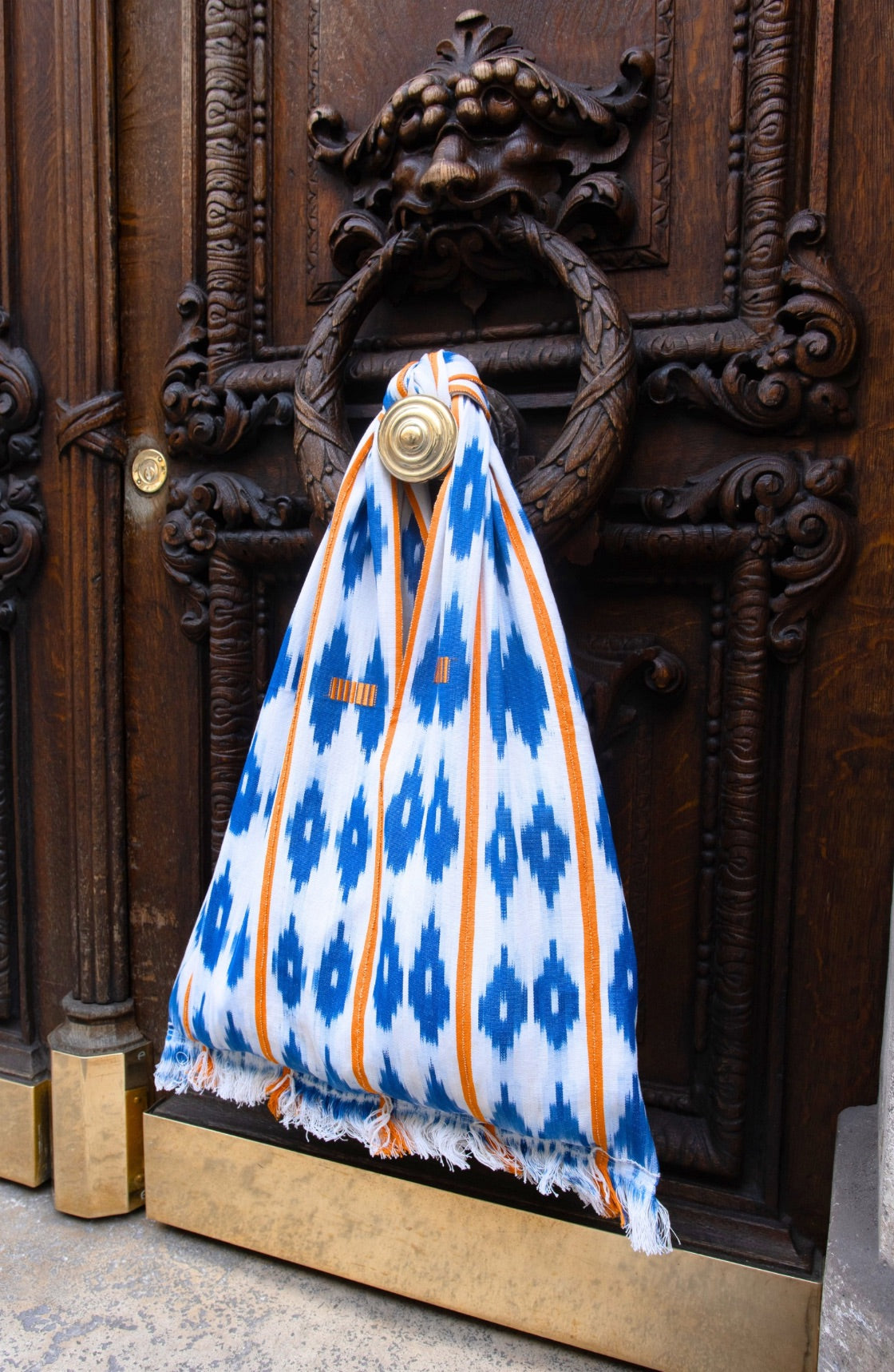 Cabas Kôkô — Tissu Baoulé tissé à la main Blanc