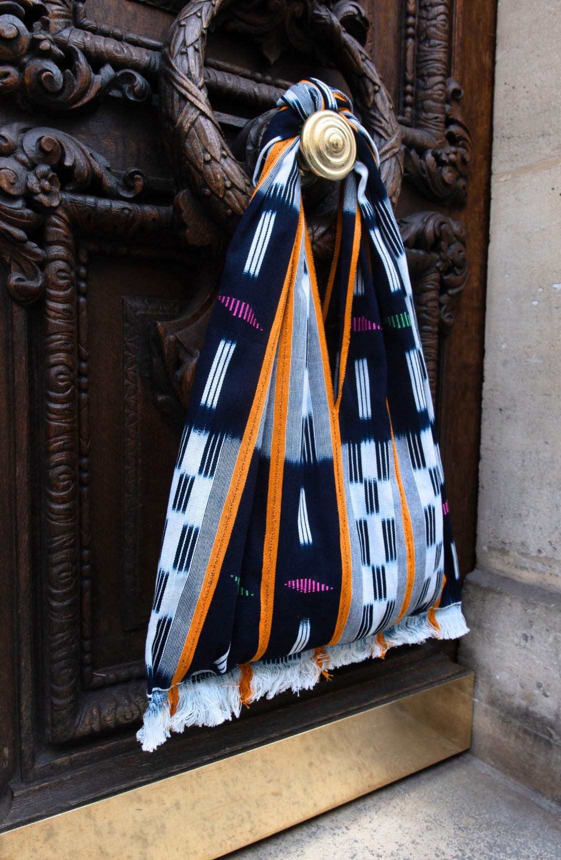 Cabas Kôkô — Tissu Baoulé tissé à la main Bleu