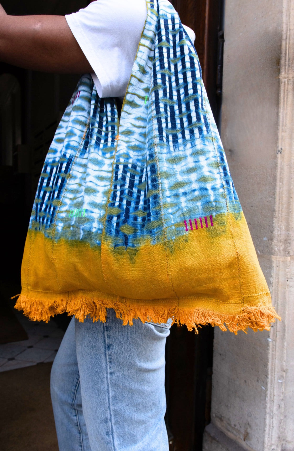 Cabas Kôkô — Tissu Baoulé tissé à la main Tiedye