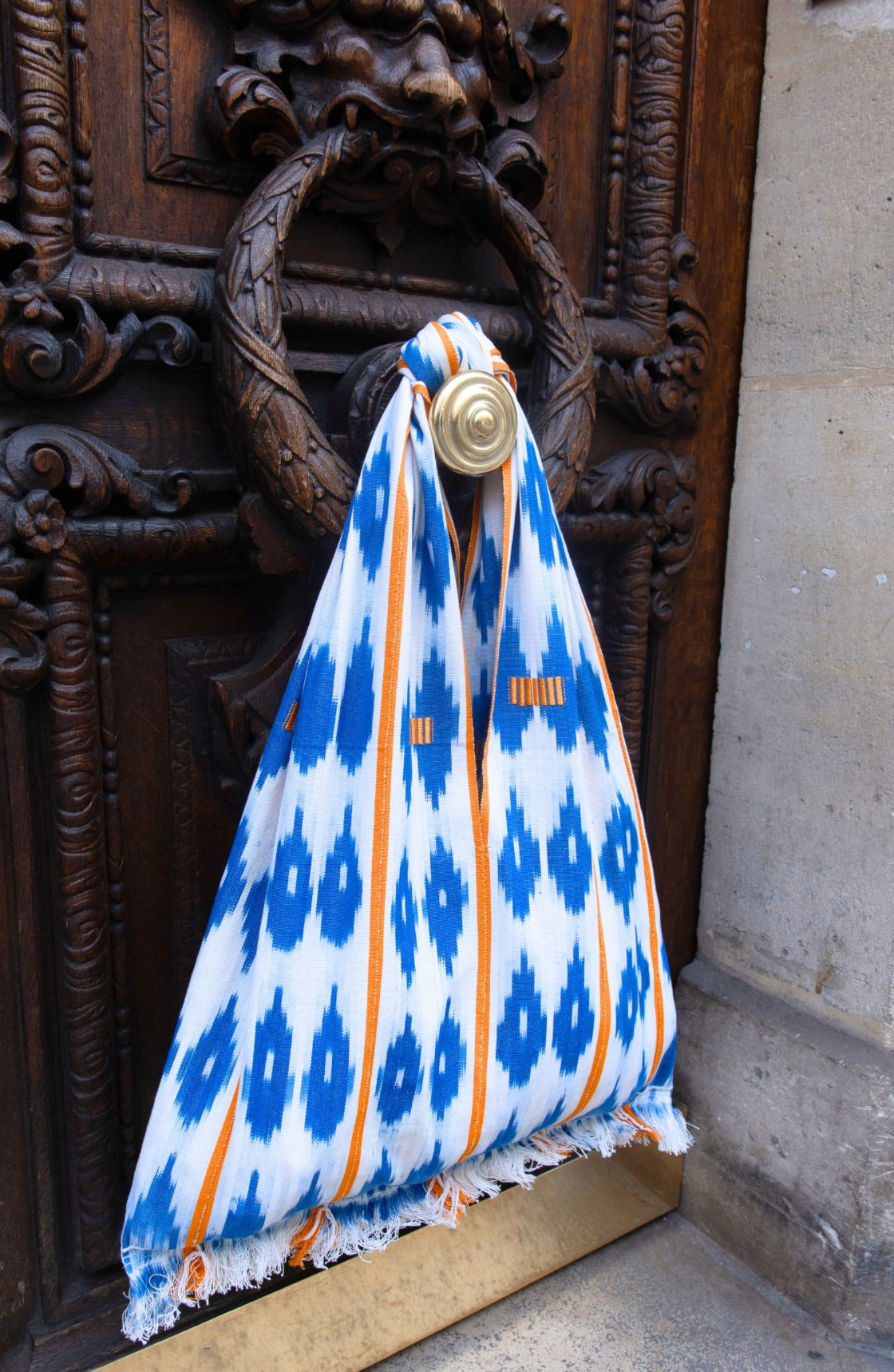 Cabas Kôkô — Tissu Baoulé tissé à la main Blanc