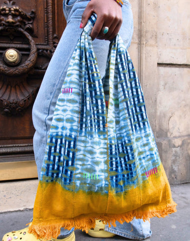 Cabas Kôkô — Tissu Baoulé tissé à la main Tiedye