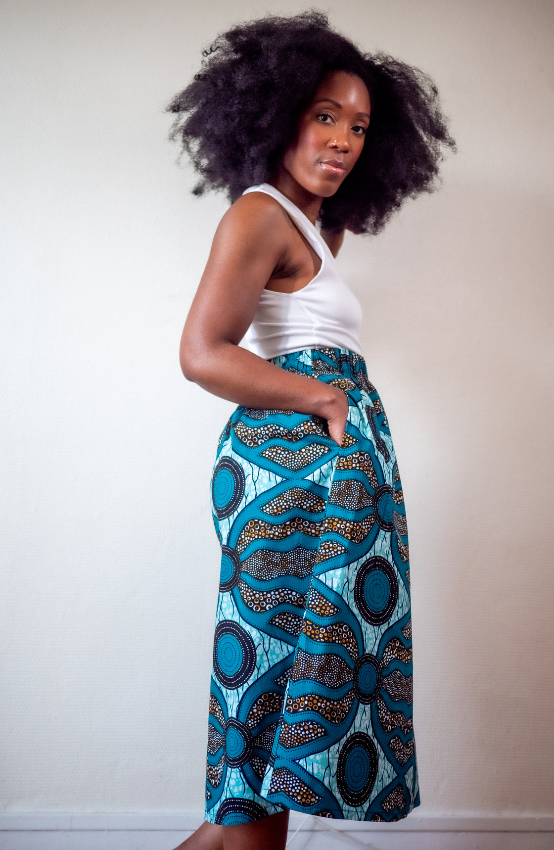 Jupe midi en imprimé Wax africain - Mayi