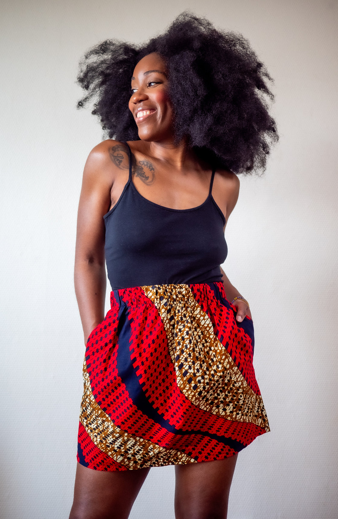 Jupe mini en imprimé Wax africain - Mbouaki