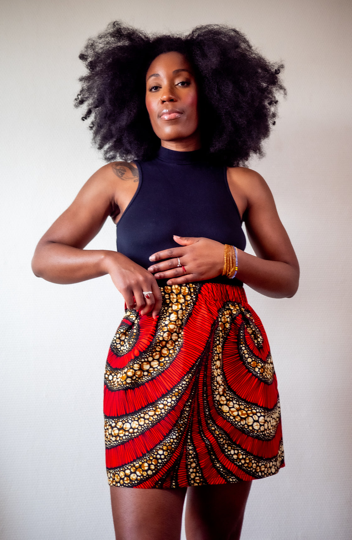 Jupe mini en imprimé Wax africain - Lilala