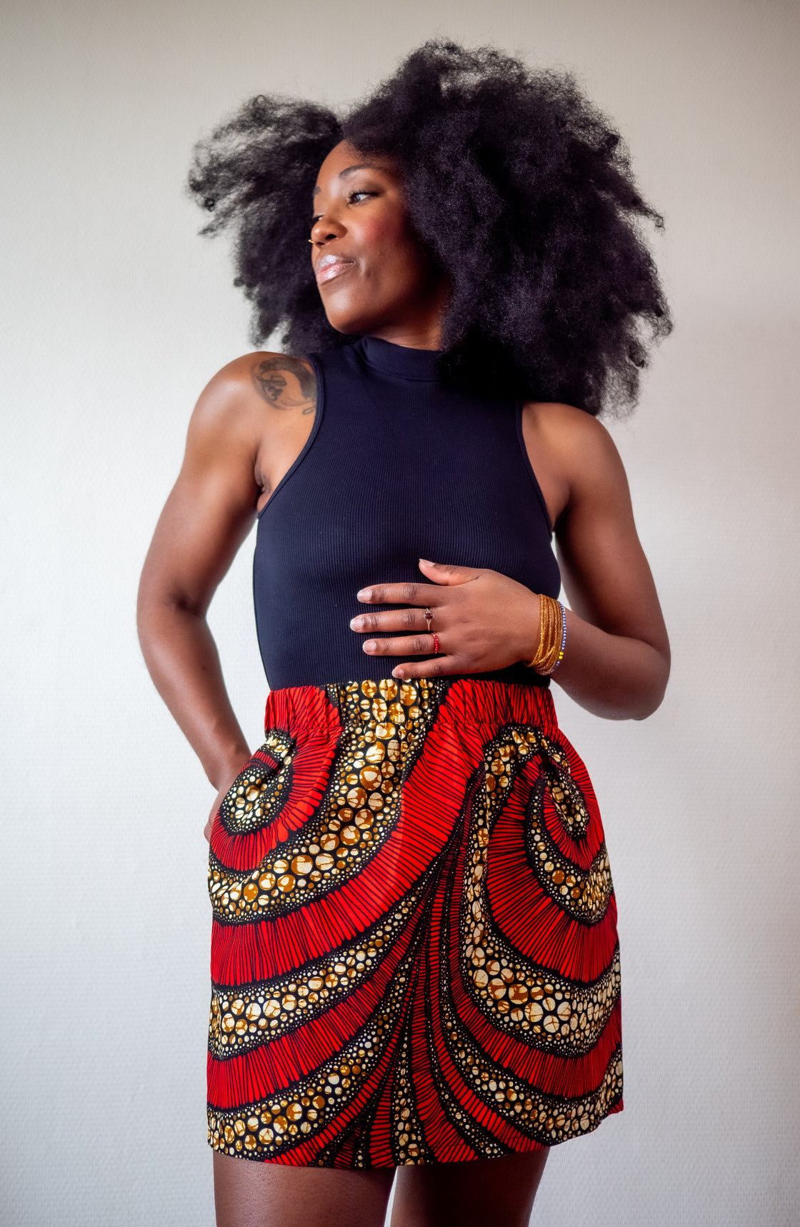 Jupe mini en imprimé Wax africain - Lilala