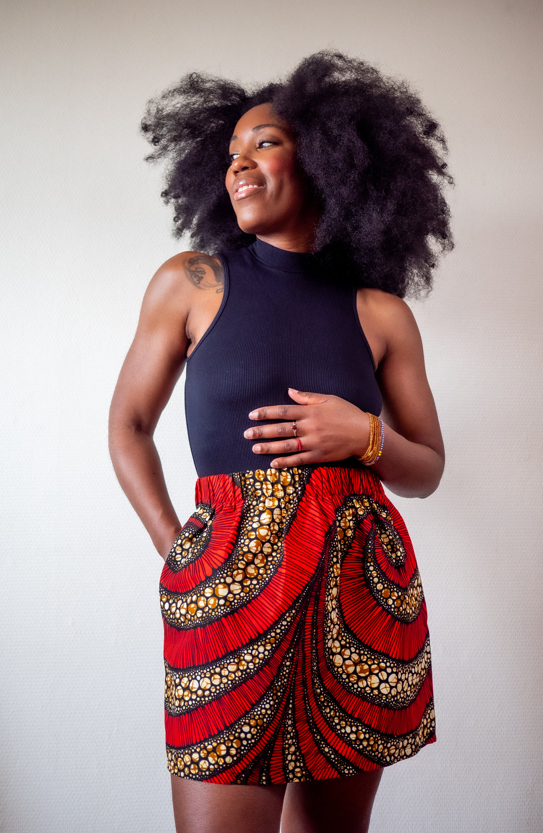 Jupe mini en imprimé Wax africain - Lilala