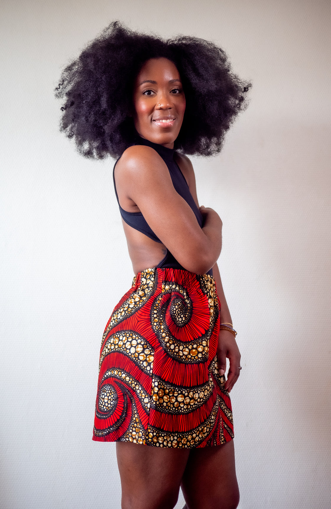 Jupe mini en imprimé Wax africain - Lilala