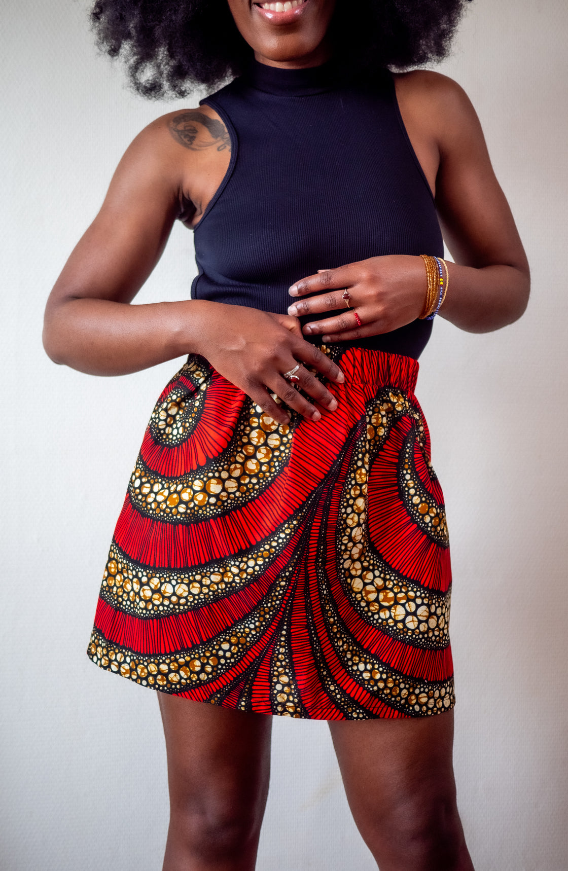 Jupe mini en imprimé Wax africain - Lilala