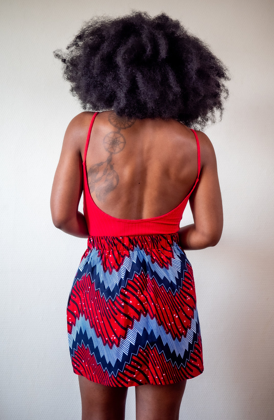 Jupe mini en imprimé Wax africain - Moutane