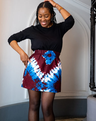 Jupe mini en imprimé Wax africain - Mamba