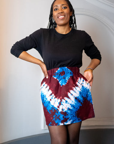 Jupe mini en imprimé Wax africain - Mamba