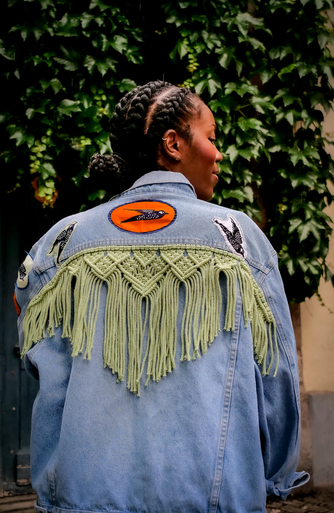 Veste en jean upcyclé - Hirondelles