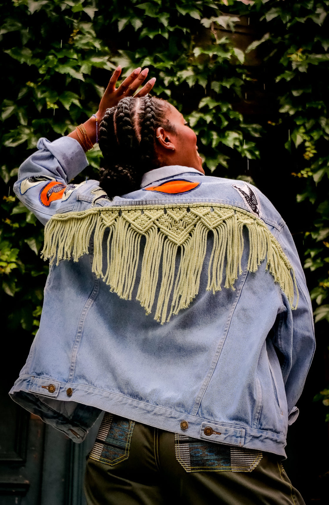 Veste en jean upcyclé - Hirondelles