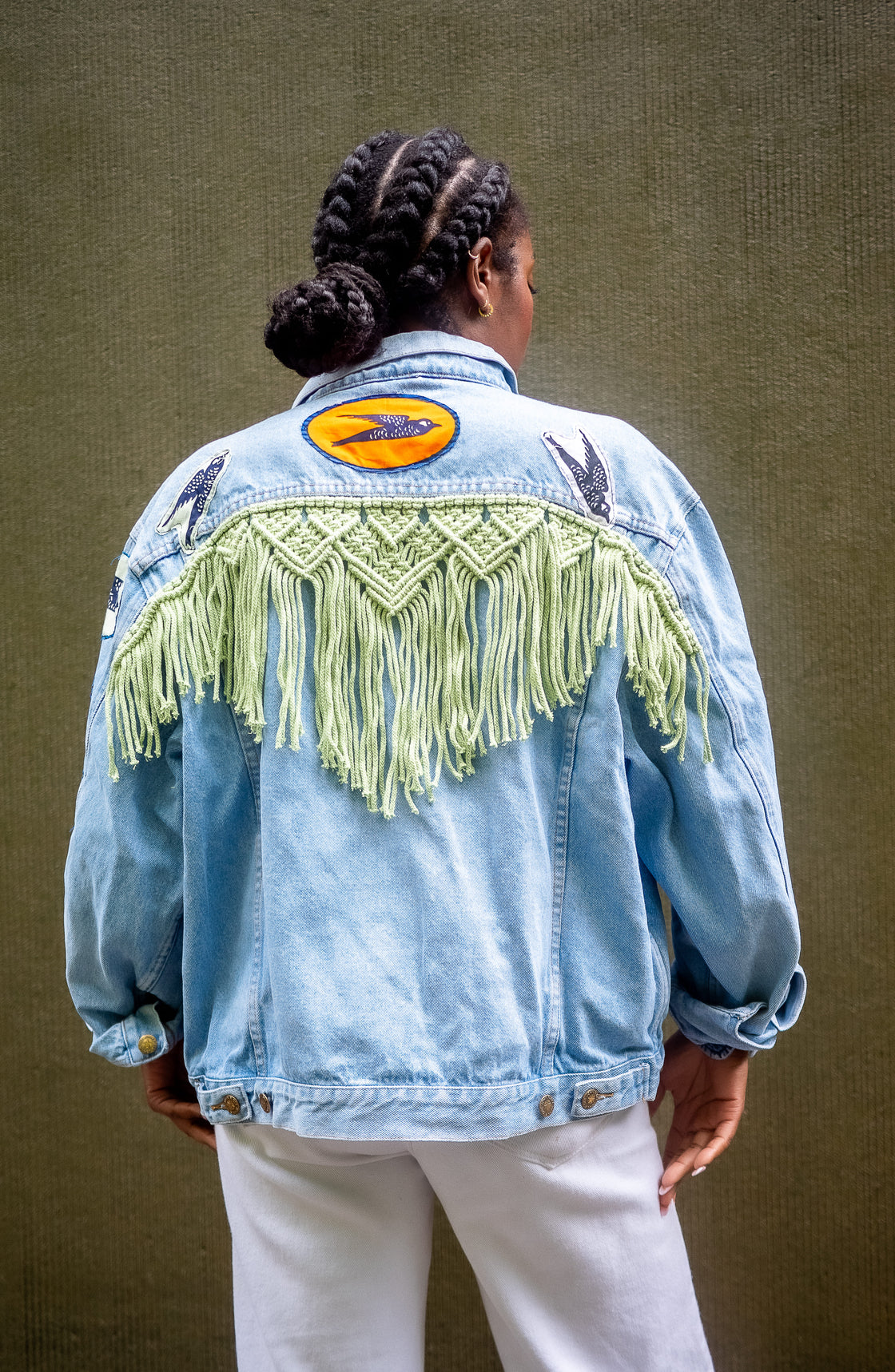 Veste en jean upcyclé - Hirondelles
