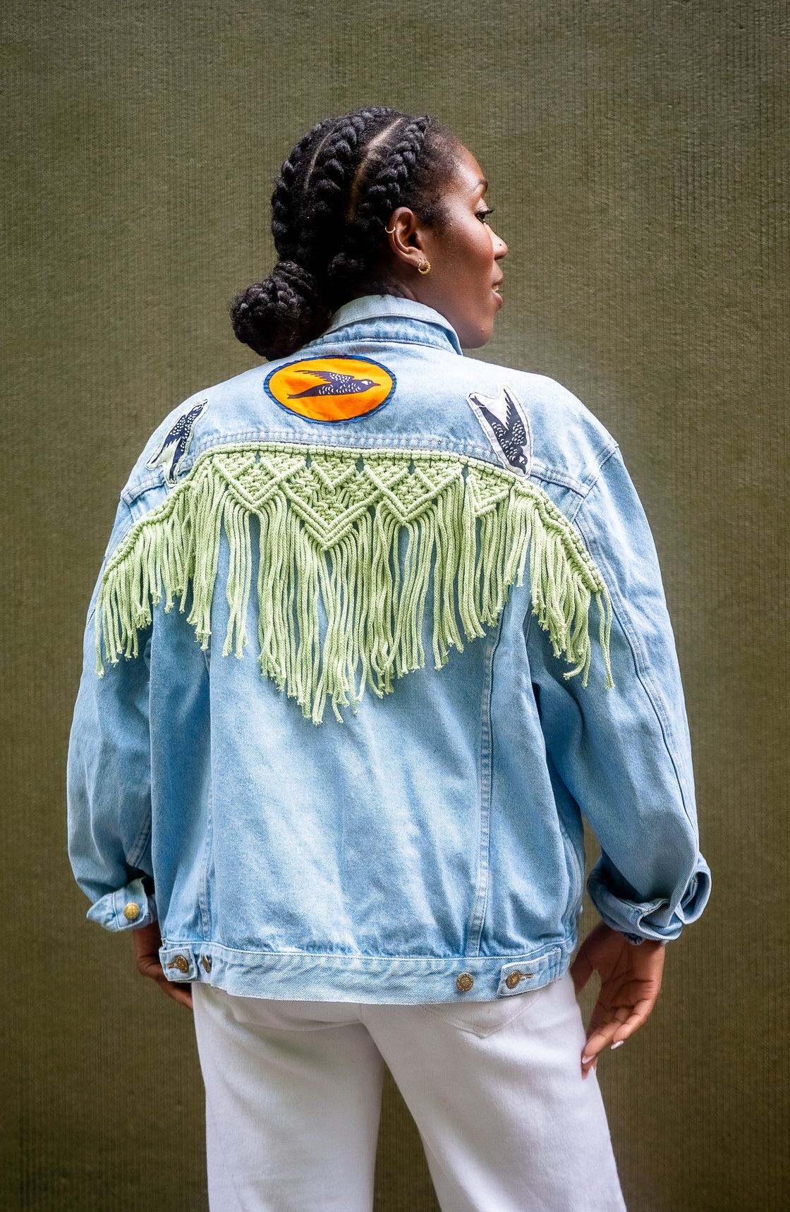 Veste en jean upcyclé - Hirondelles