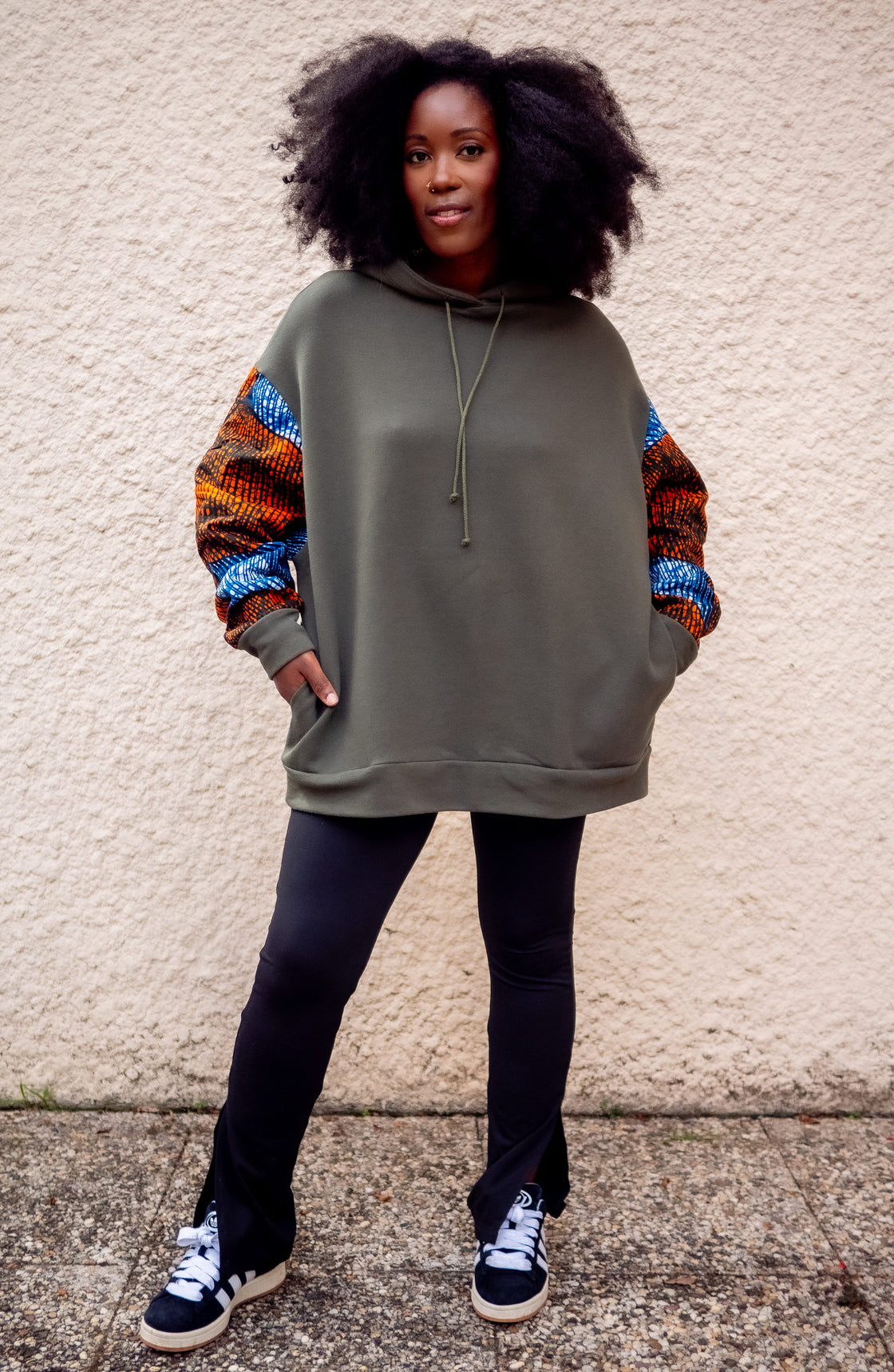 Hoodie wax Moutima Kaki