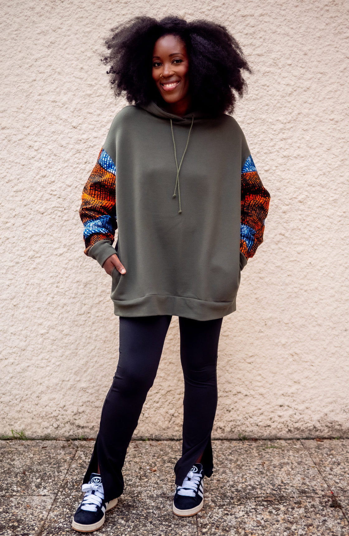 Hoodie wax Moutima Kaki