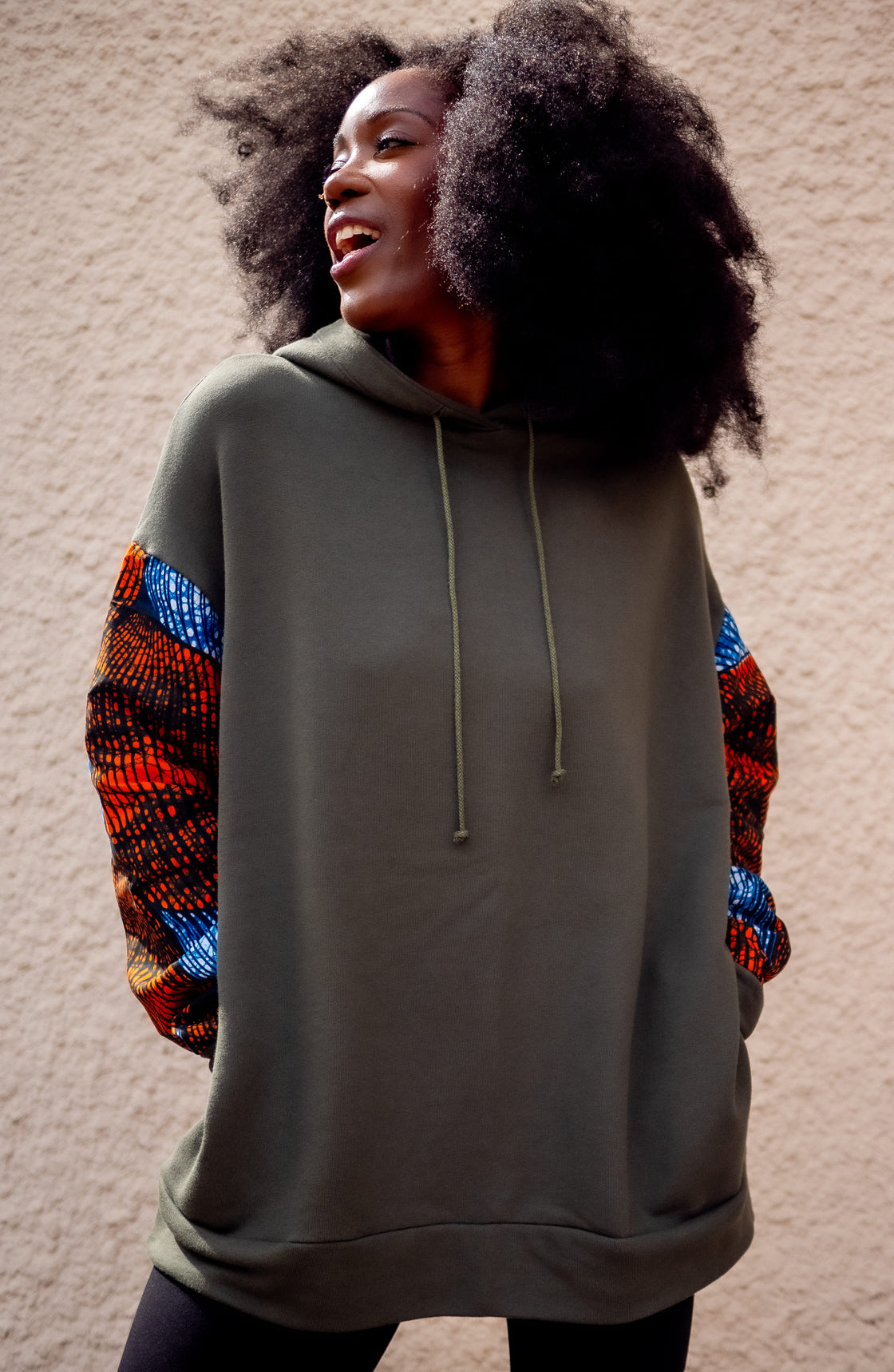Hoodie wax Moutima Kaki